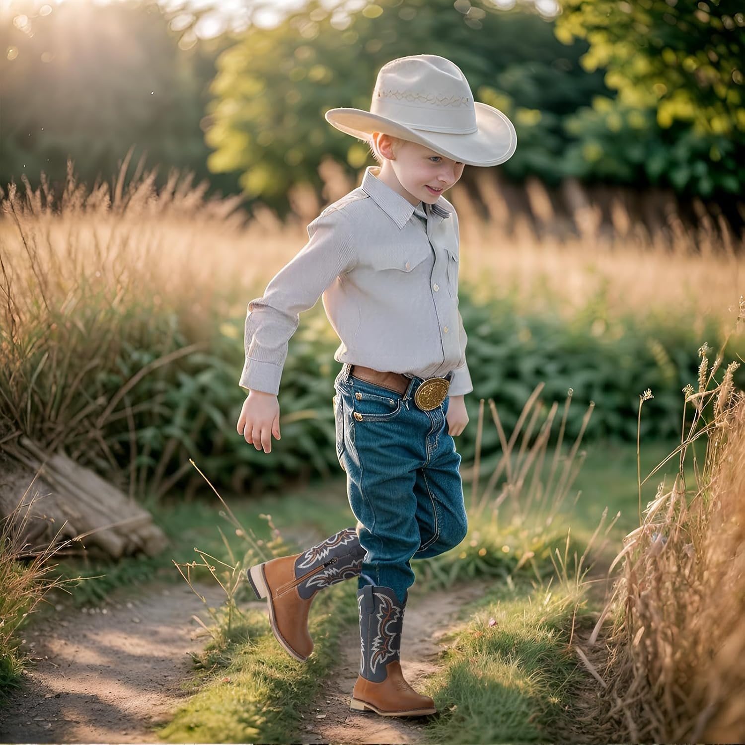 image:imageIUV Cowgirl Boots Cowboy Boots For Girls Boys Kids Toddler Fashion Western Boots Mid Calf Riding ShoesNavy Blue