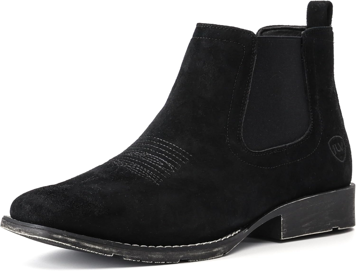 image:imageIUV Genuine Cowhide Suede Chelsea Boots For Men Western Boots Ankle Boot Casual Dress Slip OnBlack