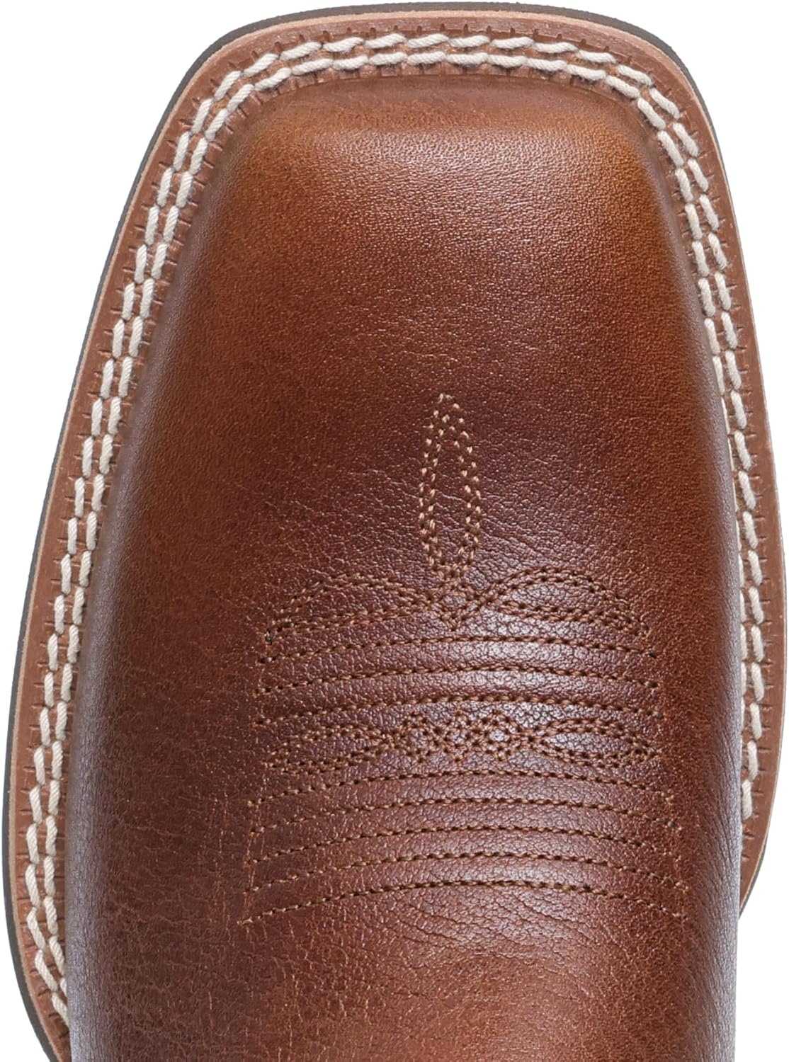 image:imageIUV Womens Leather Western Boots Square Toe Cowboy Boots for women Mid Calf Classic Cowgirl Boots Genuine leather toe and heel textured sheepskin shaftBrown