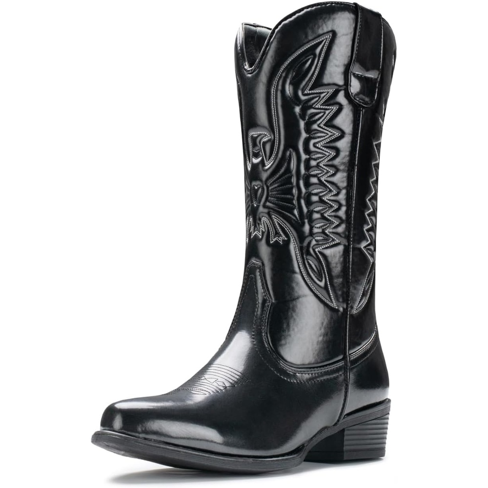 image:imageIUV Cowboy Boots For Women Mid Calf Cowgirl Boots Pointy Toe Western BootBblack