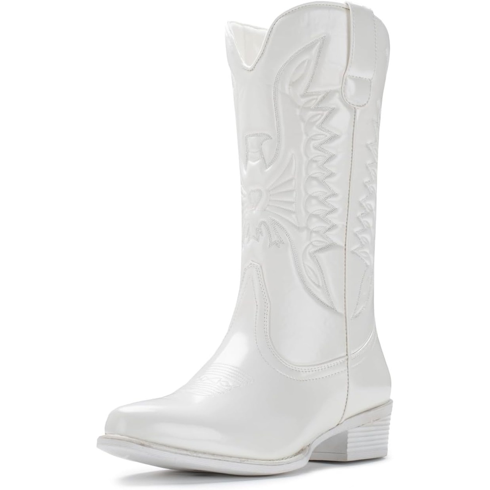 image:imageIUV Cowboy Boots For Women Mid Calf Cowgirl Boots Pointy Toe Western BootBwhite