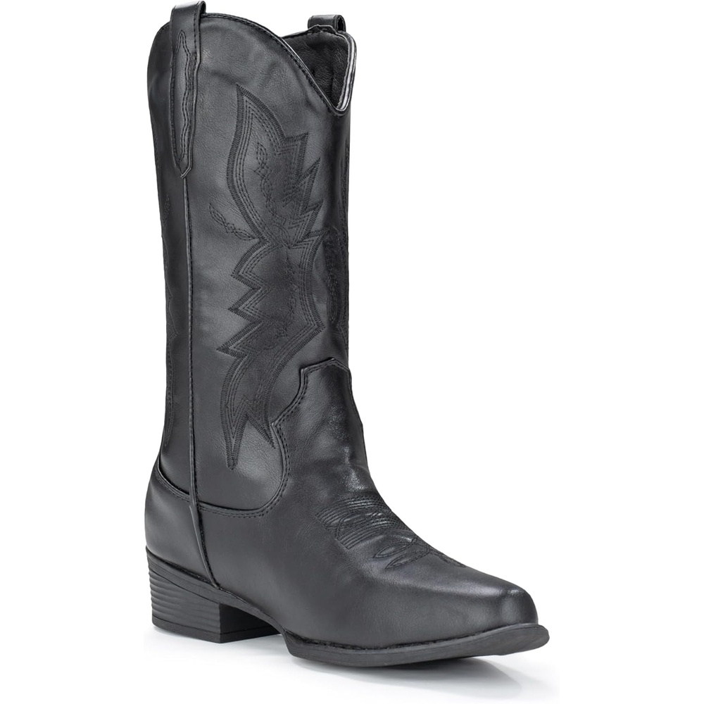 image:imageIUV Cowboy Boots For Women Western Boots Cowgirl Boots Pull On Pointy Toe Mid Calf BootsBlack