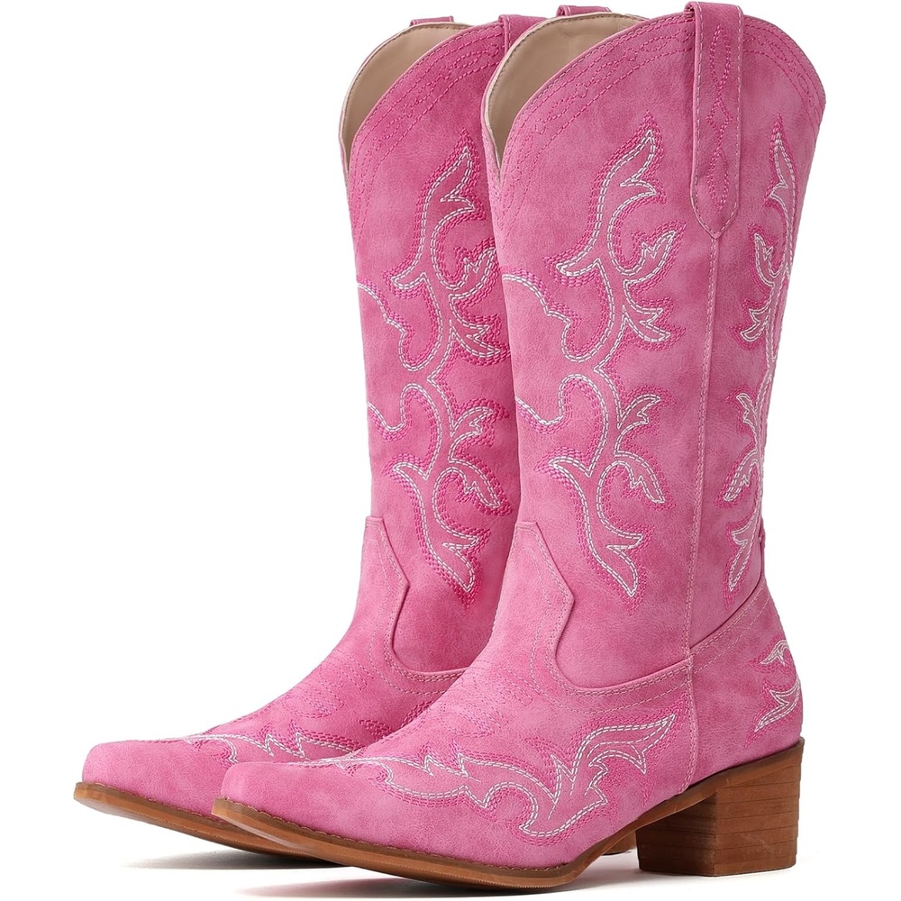 image:imageIUV Cowboy Boots For Women Western Boots Cowgirl Classic Fashion Embroidered Pointy Toe BootsPink