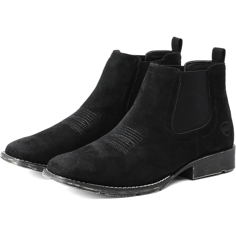image:imageIUV Genuine Cowhide Suede Chelsea Boots For Men Western Boots Ankle Boot Casual Dress Slip OnBlack