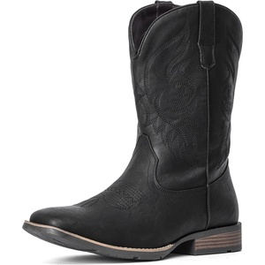 image:imageIUV Cowboy Boots For Men Square Toe Western Boot Durable Retro Classic Embroidered Pull On Boot Slip Resistant Country BootsBlack