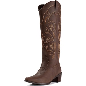 image:imageIUV Cowboy Boots For Women Pointy Toe Womens Western Boots Cowgirl Boots Mid Calf BootsBrownn