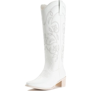 image:imageIUV Cowboy Boots For Women Pointy Toe Womens Western Boots Cowgirl Boots Mid Calf BootsWhitee