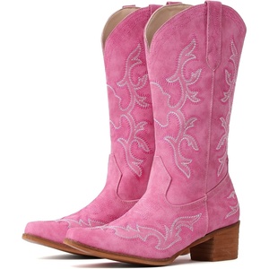 image:imageIUV Cowboy Boots For Women Western Boots Cowgirl Classic Fashion Embroidered Pointy Toe BootsPink
