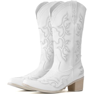 image:imageIUV Cowboy Boots For Women Western Boots Cowgirl Classic Fashion Embroidered Pointy Toe BootsWhite