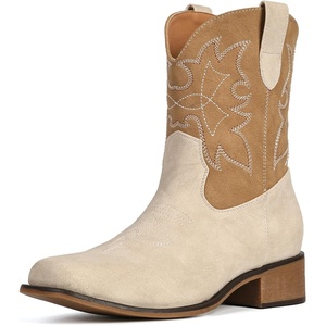 image:imageIUV Cowboy Boots for Women Square Toe Ankle Western Cowgirl Boots Classic Embroidered BootiesLight Brown
