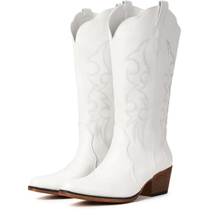 image:imageIUV Cowboy Boots for Women Western Cowgirl Boots with Chunky Heel Mid Calf Embroidered Boot for Casual WearWhite