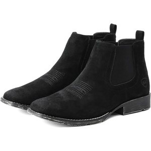 image:imageIUV Genuine Cowhide Suede Chelsea Boots For Men Western Boots Ankle Boot Casual Dress Slip OnBlack