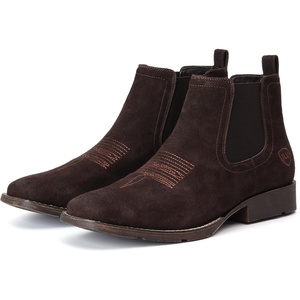 image:imageIUV Genuine Cowhide Suede Chelsea Boots For Men Western Boots Ankle Boot Casual Dress Slip OnKhaki