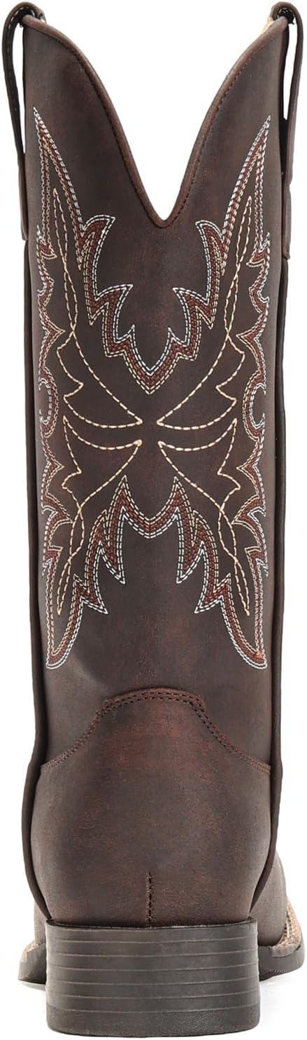image:imageIUV Cowboy Boots for Women Square Toe Western Cowgirl Boots Mid Calf Durable Classic Fashionable Embroidered Pull On BootKhaki