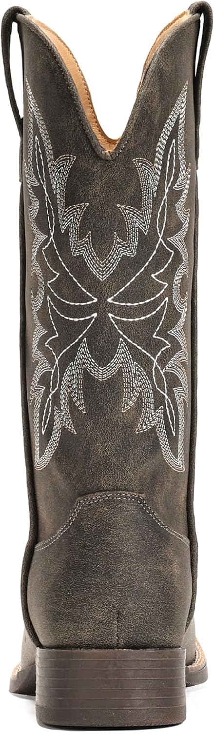 image:imageIUV Cowboy Boots for Women Square Toe Western Cowgirl Boots Mid Calf Durable Classic Fashionable Embroidered Pull On BootTaupe