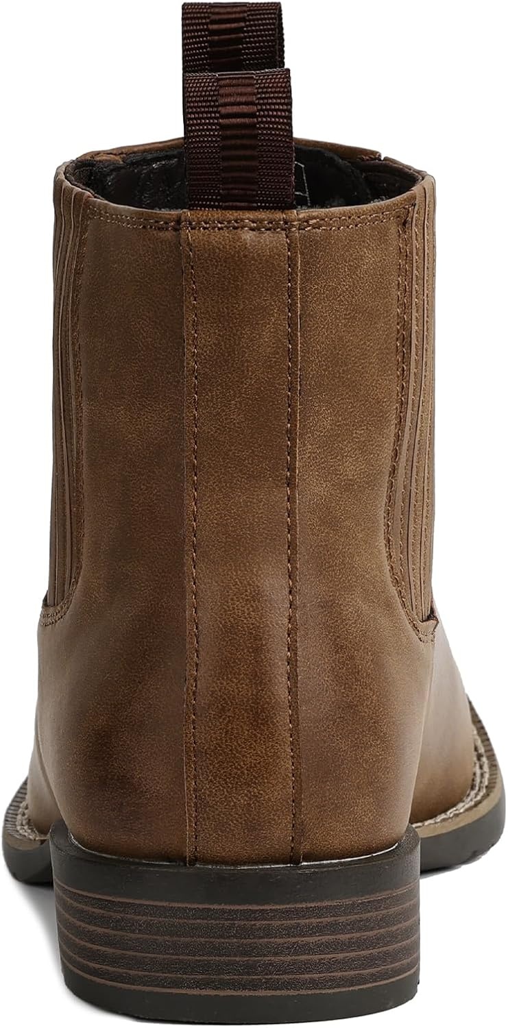 image:imageIUV Cowboy Boots For Men Square Toe Ankle Boots Western Chelsea Boot Casual Dress Slip On Men ShoesBrown