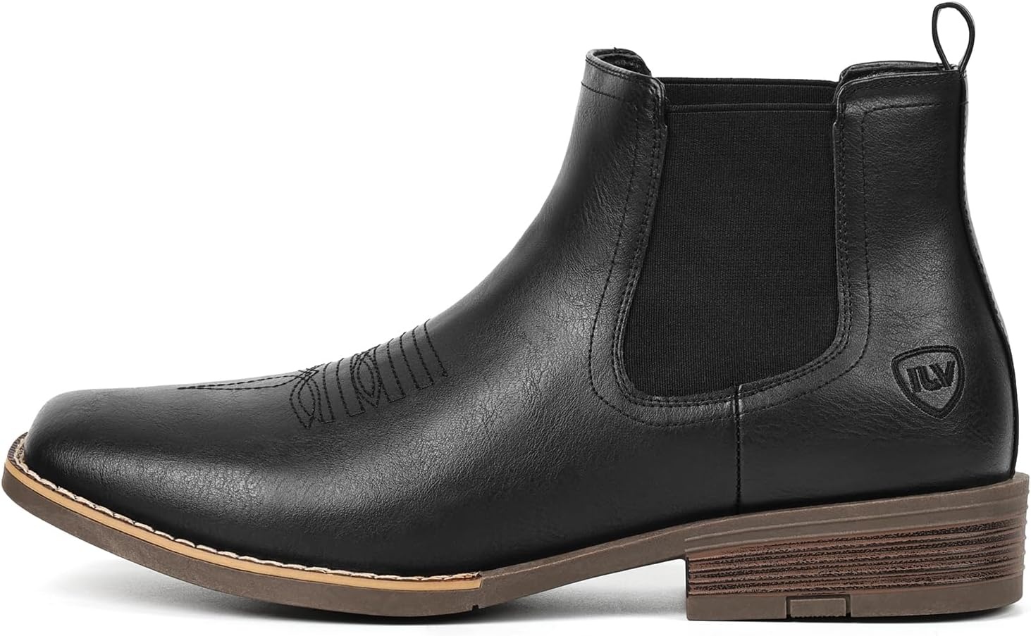 image:imageIUV Cowboy Boots For Men Square Toe Chelsea Ankle Boots Mans Casual Western BootBlack