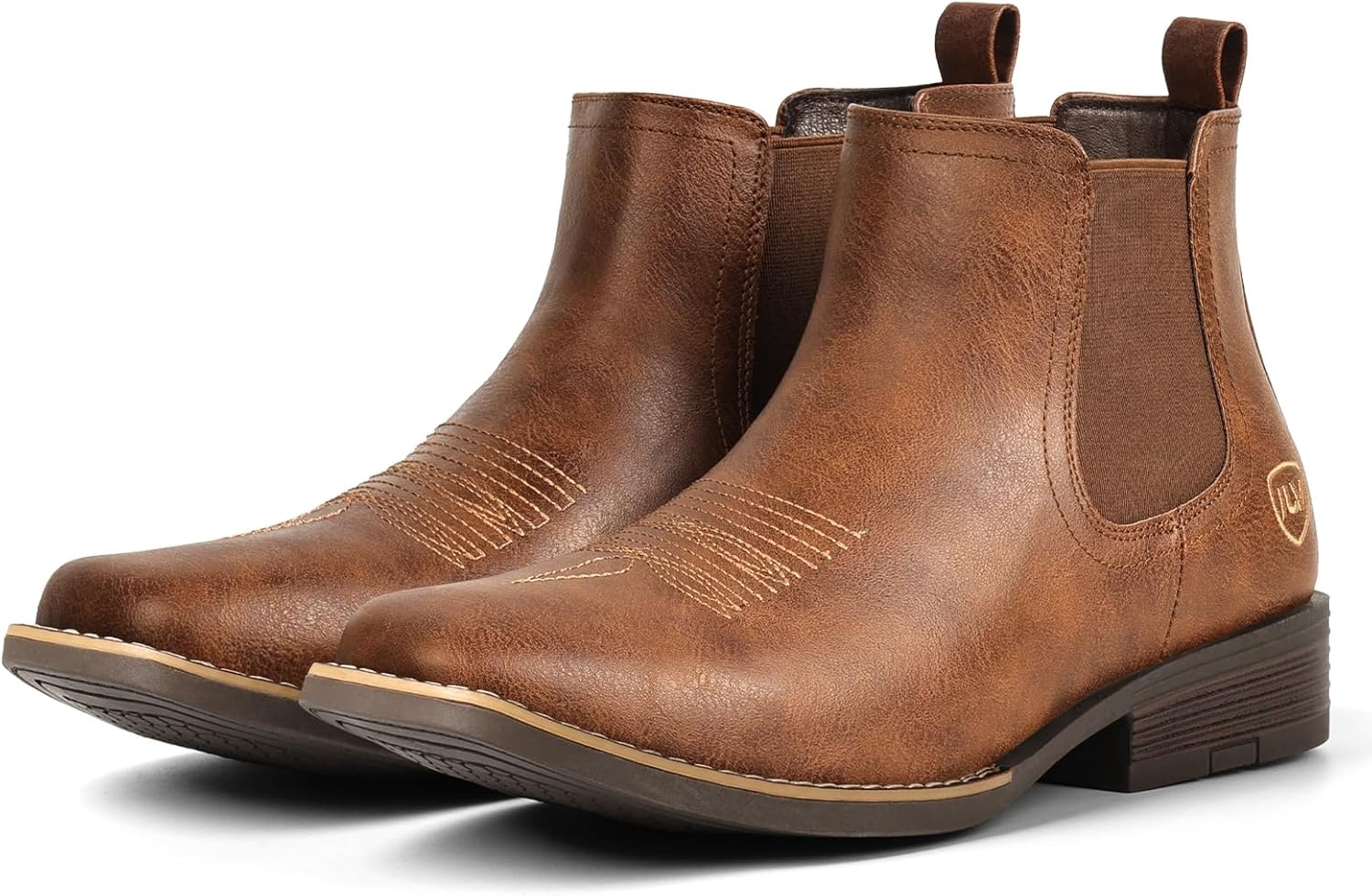 image:imageIUV Cowboy Boots For Men Square Toe Chelsea Ankle Boots Mans Casual Western BootBrown