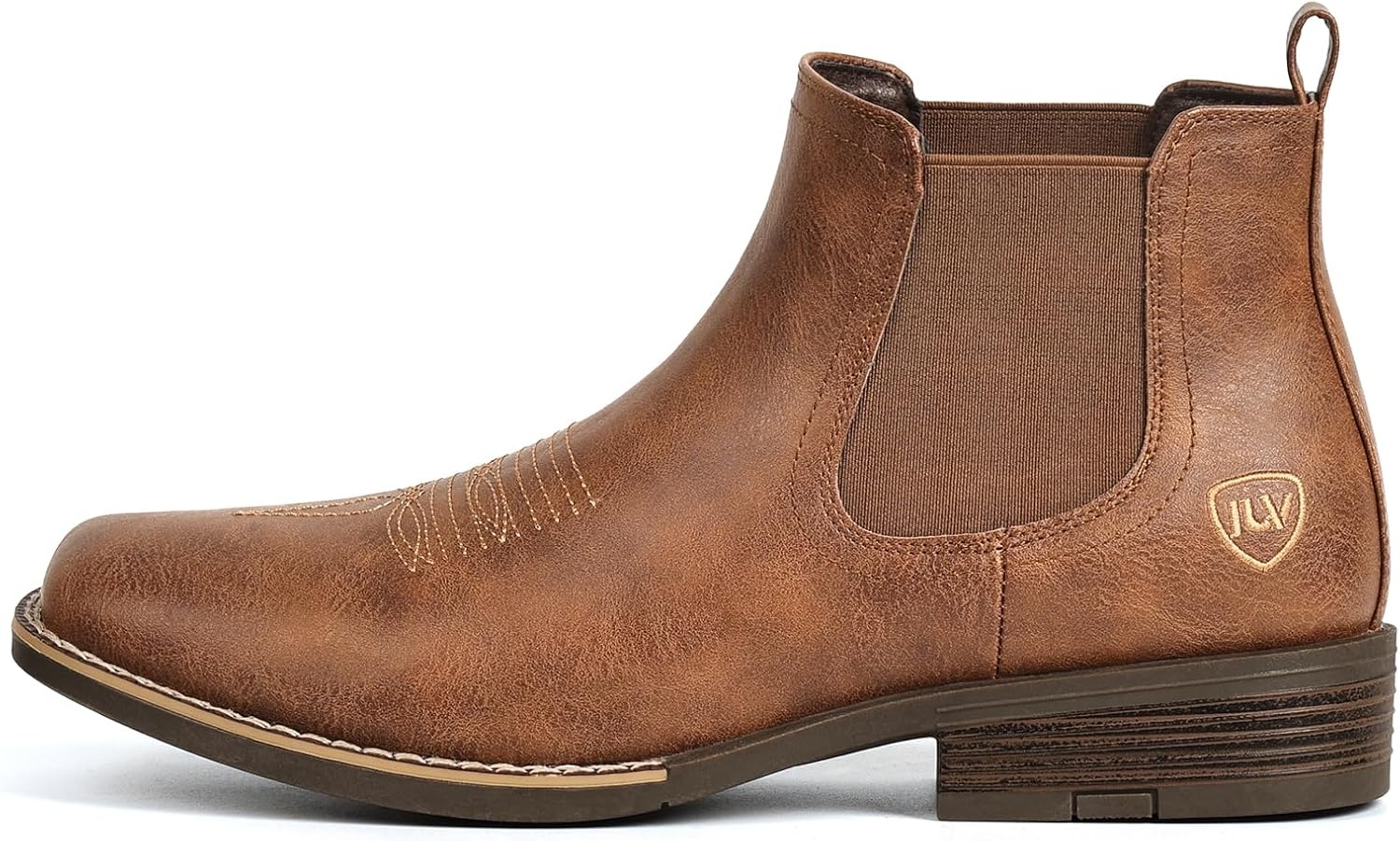image:imageIUV Cowboy Boots For Men Square Toe Chelsea Ankle Boots Mans Casual Western BootBrown