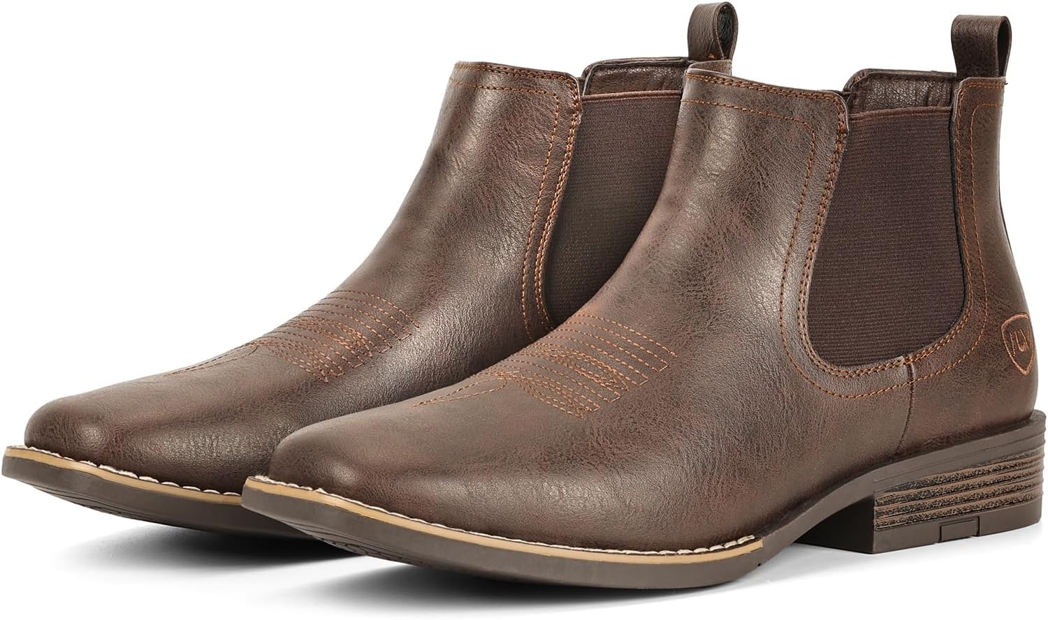 image:imageIUV Cowboy Boots For Men Square Toe Chelsea Ankle Boots Mans Casual Western BootDark Brown