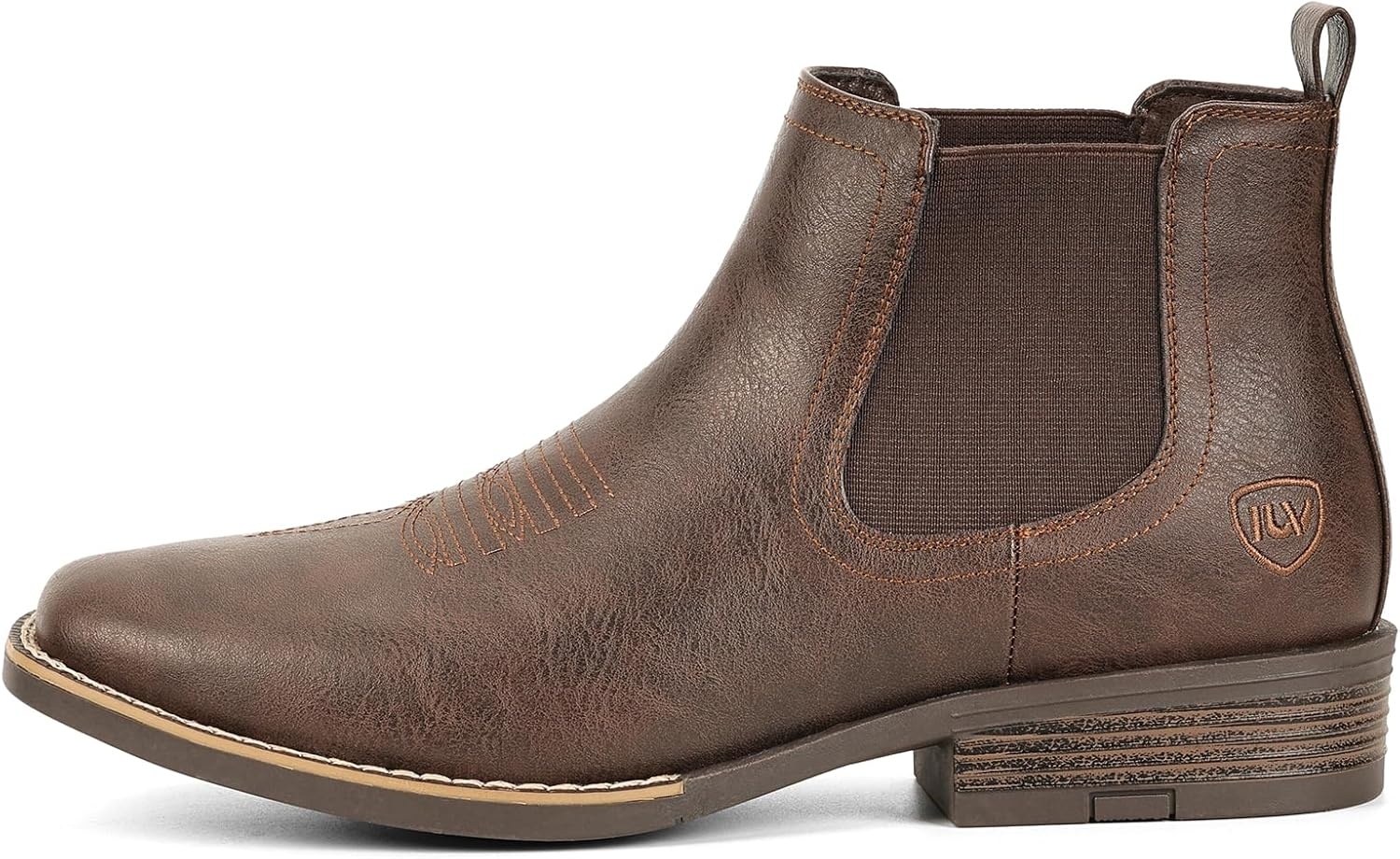 image:imageIUV Cowboy Boots For Men Square Toe Chelsea Ankle Boots Mans Casual Western BootDark Brown