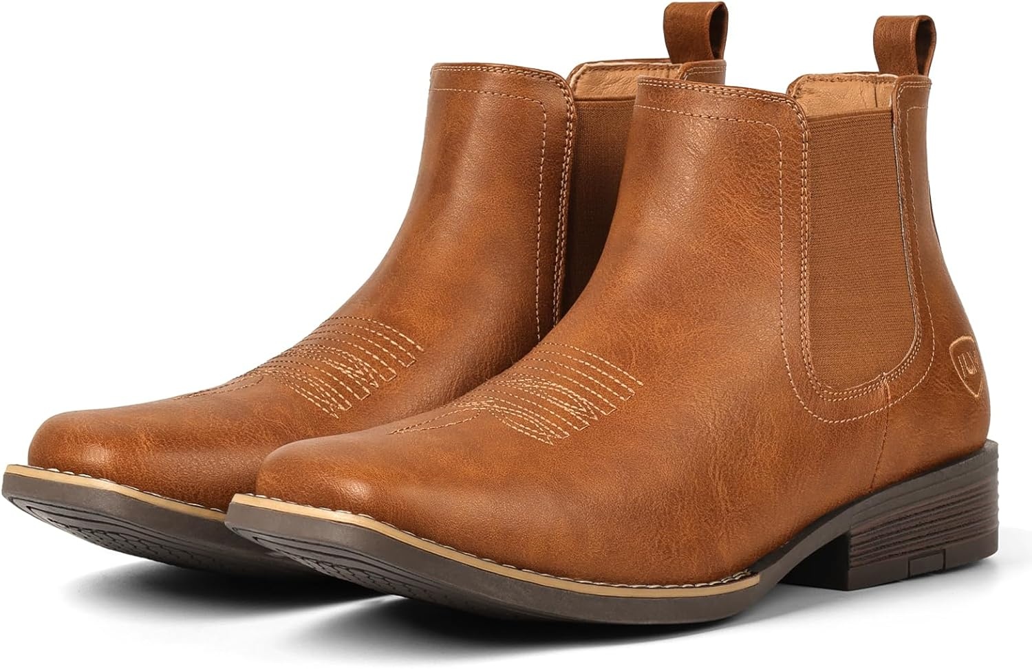 image:imageIUV Cowboy Boots For Men Square Toe Chelsea Ankle Boots Mans Casual Western BootLight Brown