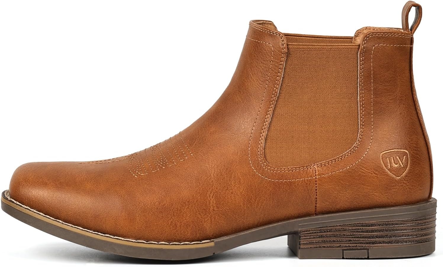 image:imageIUV Cowboy Boots For Men Square Toe Chelsea Ankle Boots Mans Casual Western BootLight Brown