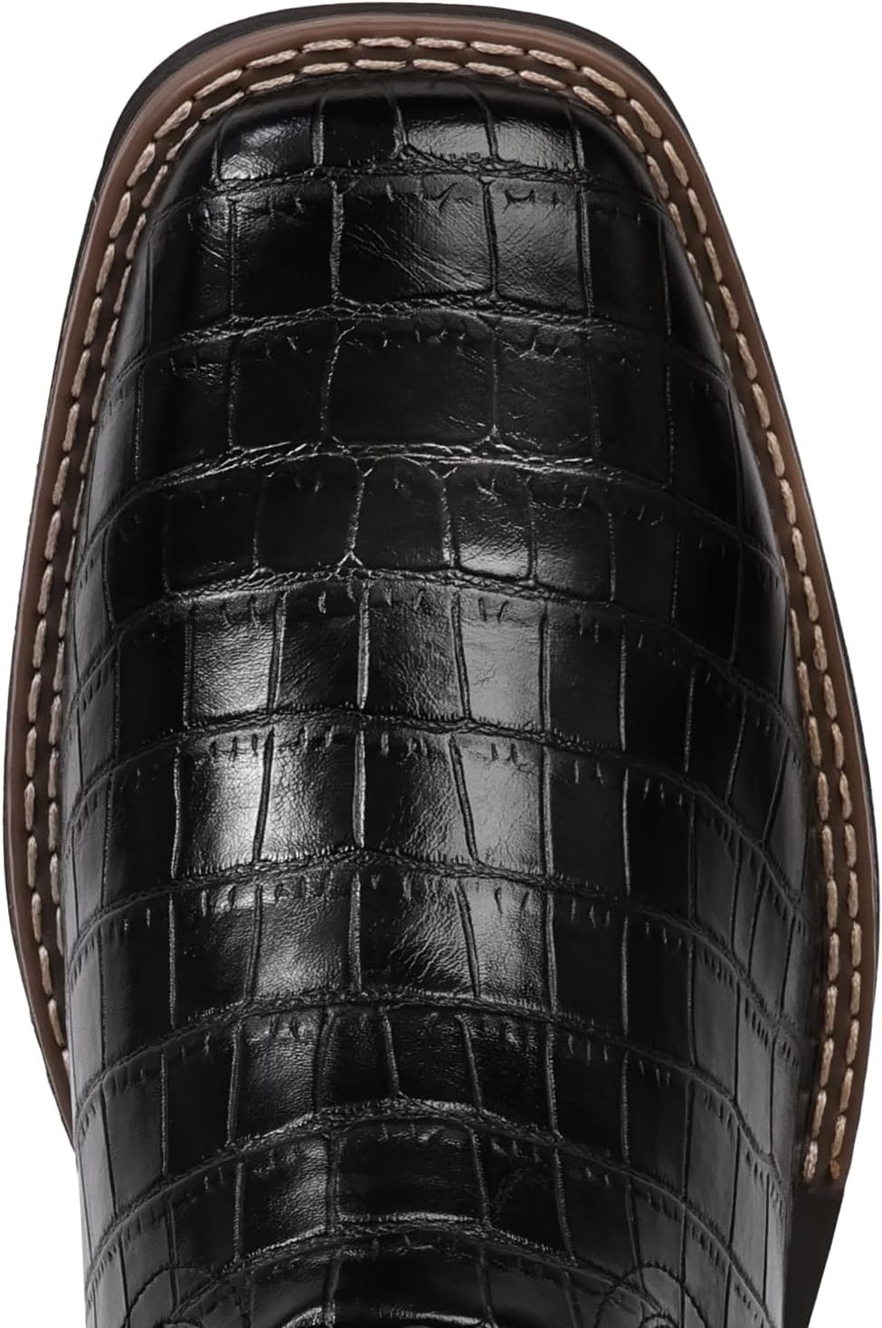 image:imageIUV Cowboy Boots For Men Western Caiman Tail Print Wide Fashionable Embroidered Pull On Slip Resistant BootsBlack