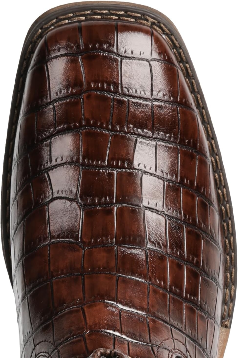 image:imageIUV Cowboy Boots For Men Western Caiman Tail Print Wide Fashionable Embroidered Pull On Slip Resistant BootsDark Brown
