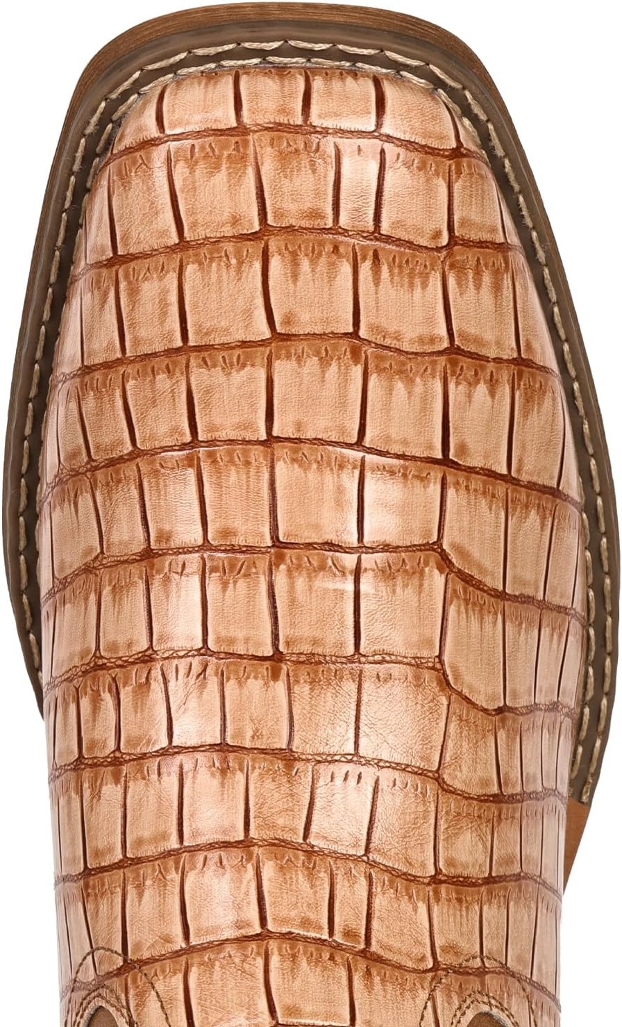 image:imageIUV Cowboy Boots For Men Western Caiman Tail Print Wide Fashionable Embroidered Pull On Slip Resistant BootsLight Brown