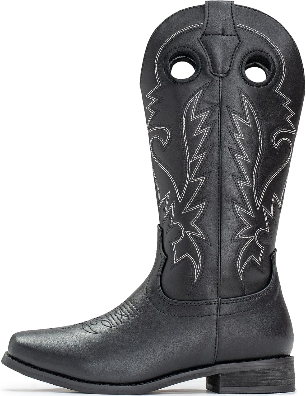 image:imageIUV Cowboy Boots for Boys Girls Western Square Toe Cowgirl Boots Mid Calf Riding Shoes ToddlerLittle KidBig KidBblack