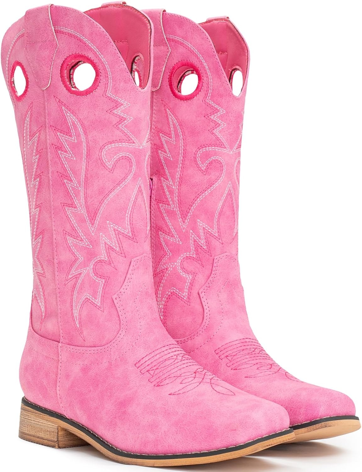 image:imageIUV Cowboy Boots for Boys Girls Western Square Toe Cowgirl Boots Mid Calf Riding Shoes ToddlerLittle KidBig KidBpink
