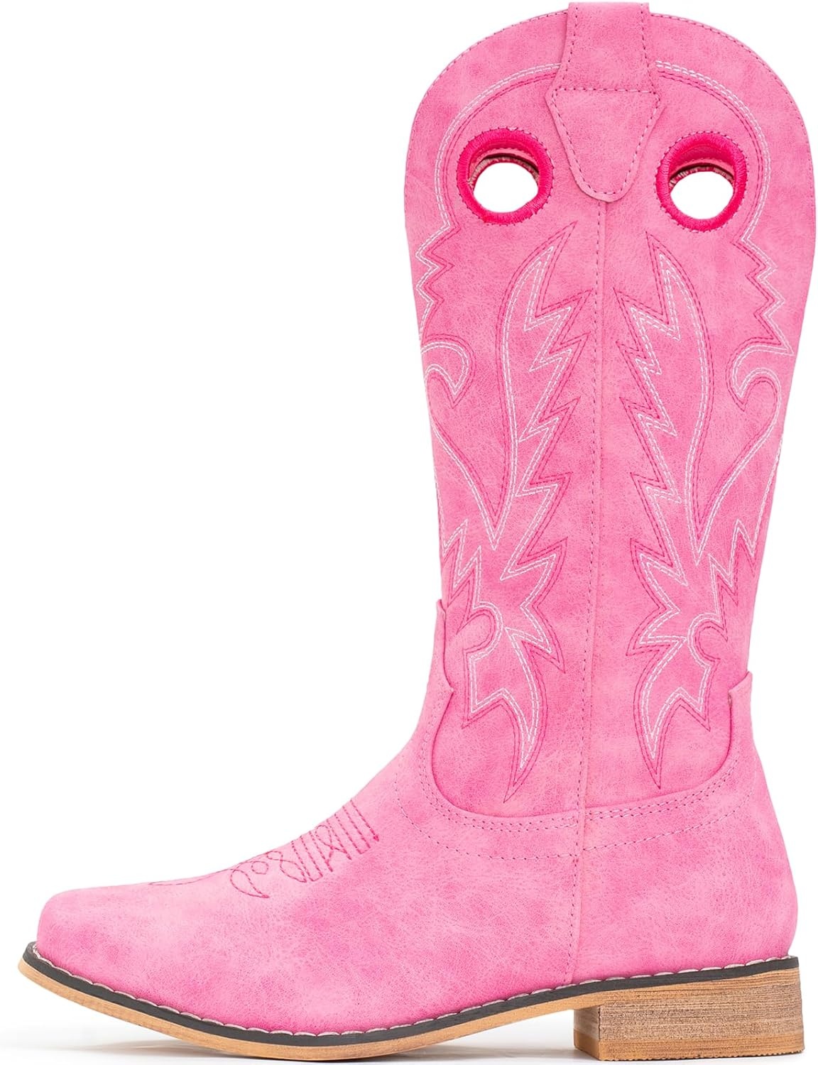 image:imageIUV Cowboy Boots for Boys Girls Western Square Toe Cowgirl Boots Mid Calf Riding Shoes ToddlerLittle KidBig KidBpink