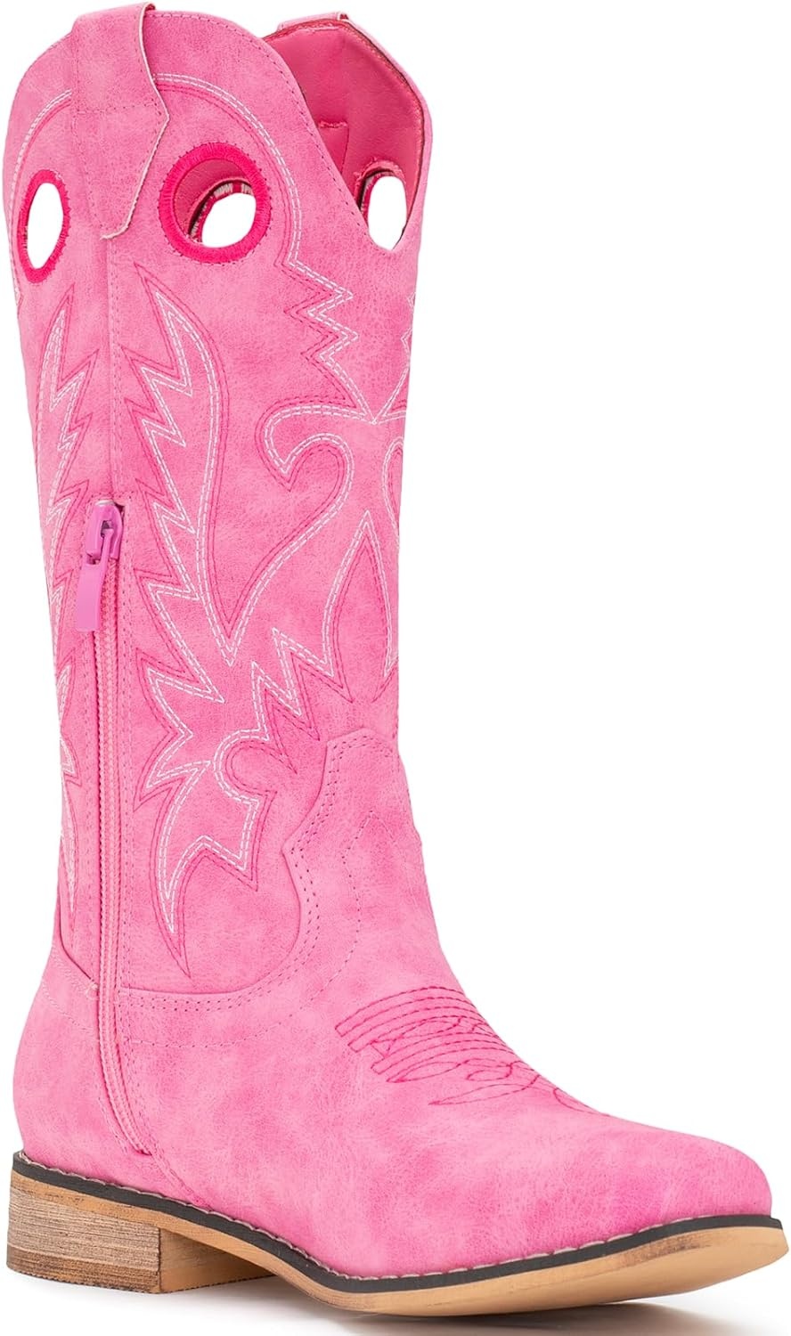 image:imageIUV Cowboy Boots for Boys Girls Western Square Toe Cowgirl Boots Mid Calf Riding Shoes ToddlerLittle KidBig KidBpink