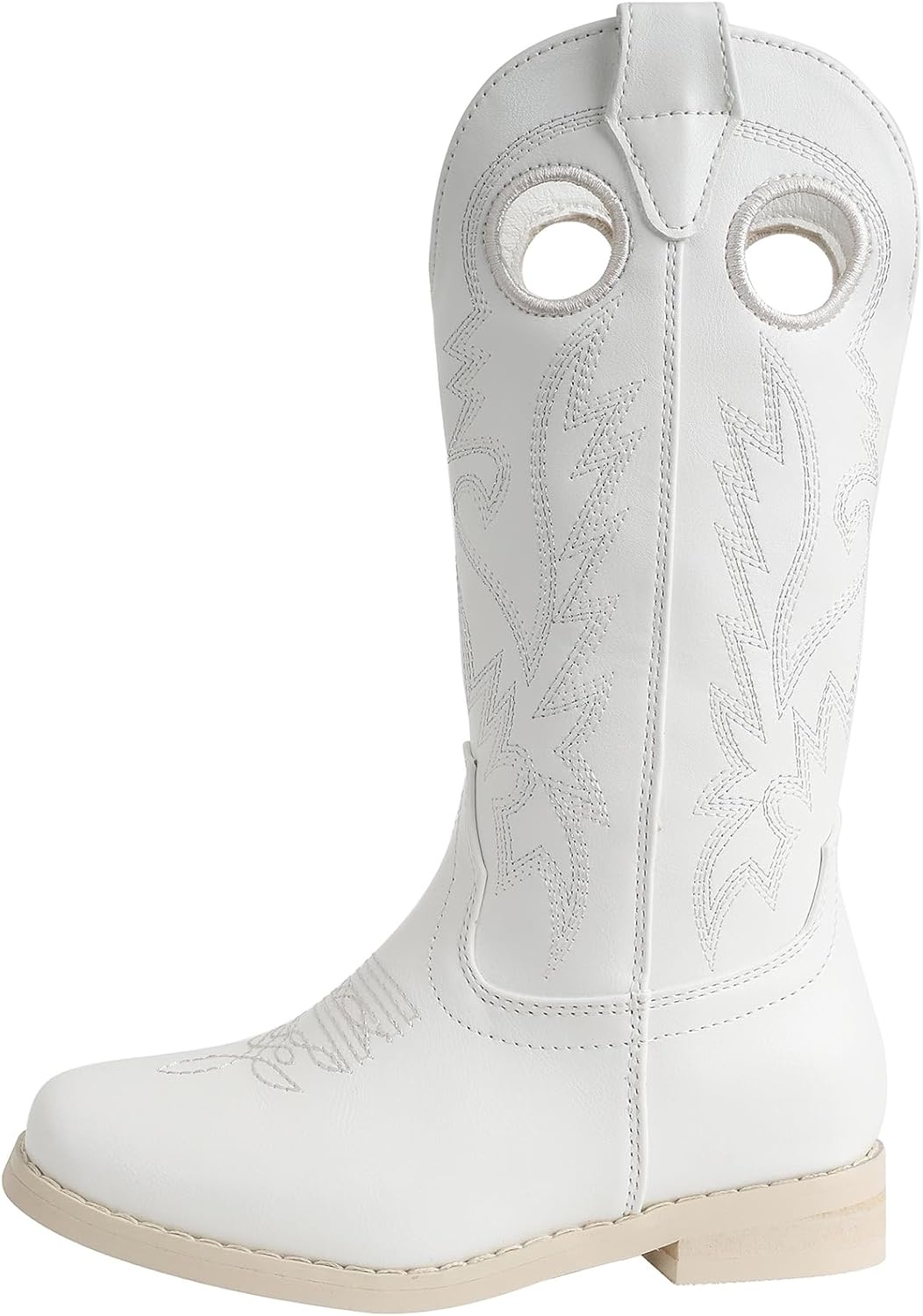 image:imageIUV Cowboy Boots for Boys Girls Western Square Toe Cowgirl Boots Mid Calf Riding Shoes ToddlerLittle KidBig KidBwhite