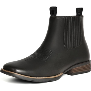 image:imageIUV Cowboy Boots For Men Square Toe Ankle Boots Western Chelsea Boot Casual Dress Slip On Men ShoesBlack