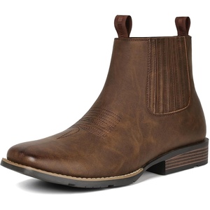 image:imageIUV Cowboy Boots For Men Square Toe Ankle Boots Western Chelsea Boot Casual Dress Slip On Men ShoesDark Brown