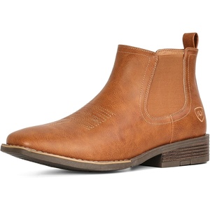 image:imageIUV Cowboy Boots For Men Square Toe Chelsea Ankle Boots Mans Casual Western BootLight Brown