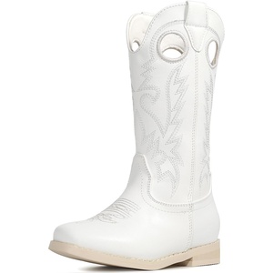 image:imageIUV Cowboy Boots for Boys Girls Western Square Toe Cowgirl Boots Mid Calf Riding Shoes ToddlerLittle KidBig KidBwhite