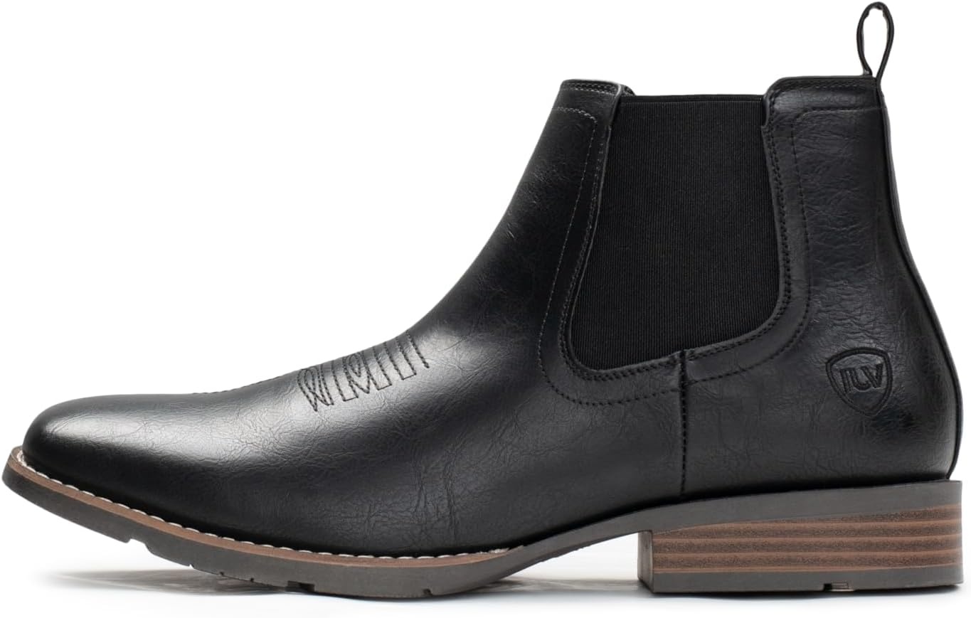 image:imageIUV Cowboy Boots For Men Ankle Boots Western Boot Casual Dress Slip On Chelsea MenBlack