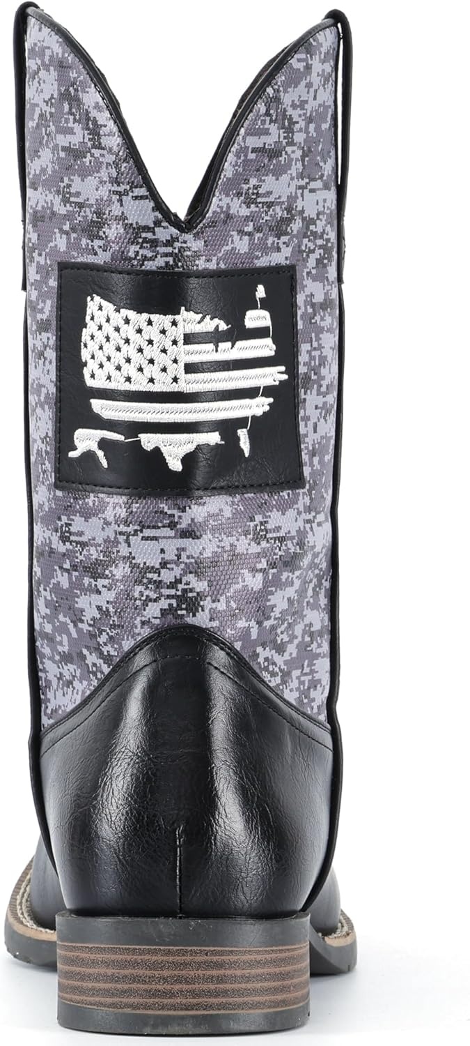 image:imageIUV Cowboy Boots For Men Square Toe Western Boot Durable Classic Fashionable Embroidered Pull On Slip Resistant BootsBlack