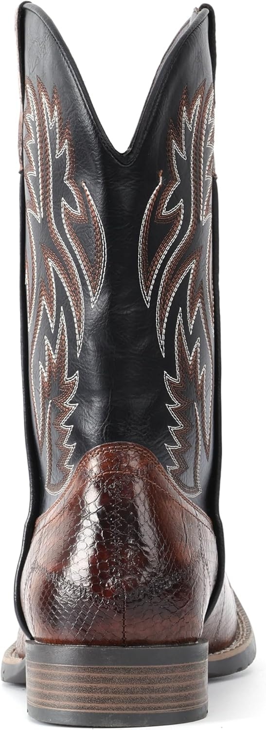 image:imageIUV Cowboy Boots For Men Square Toe Western Retro Boot Durable Classic Fashionable Embroidered Pull On Slip Resistant BootsBlack
