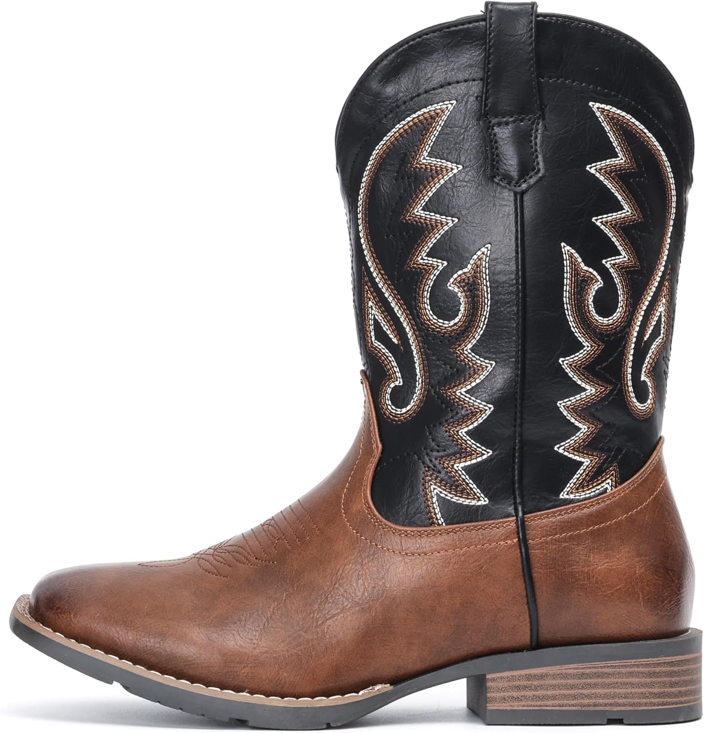 image:imageIUV Cowboy Boots For Men Suede Square Toe Western Boots Pull On Classic Embroidered BootBlack Brown