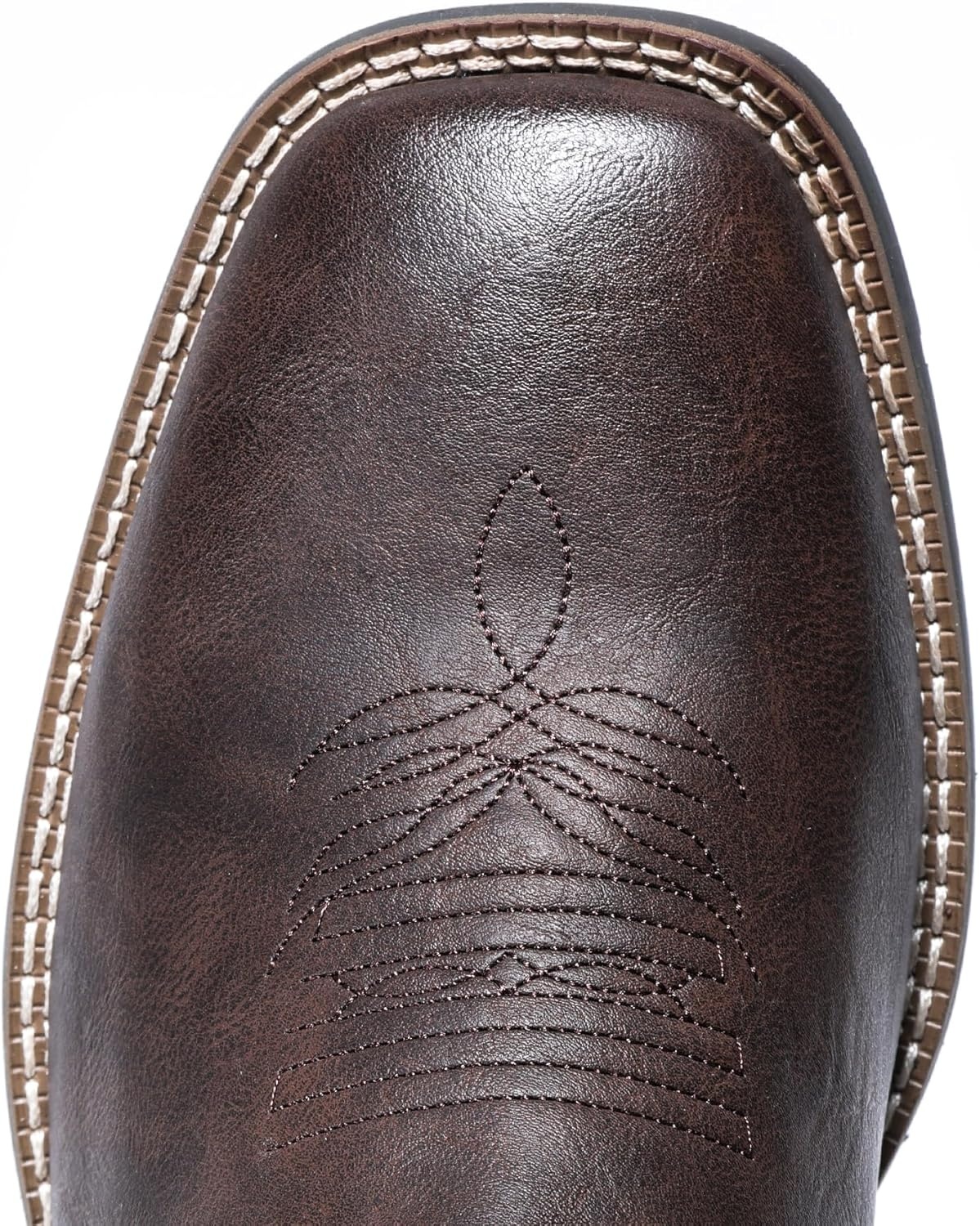 image:imageIUV Cowboy Boots For Men Suede Square Toe Western Boots Pull On Classic Embroidered BootCoffee