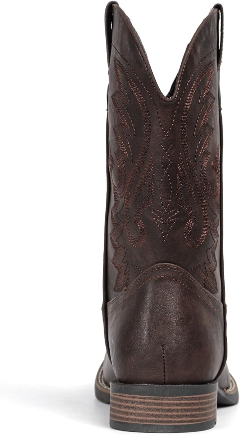 image:imageIUV Cowboy Boots For Men Suede Square Toe Western Boots Pull On Classic Embroidered BootCoffee