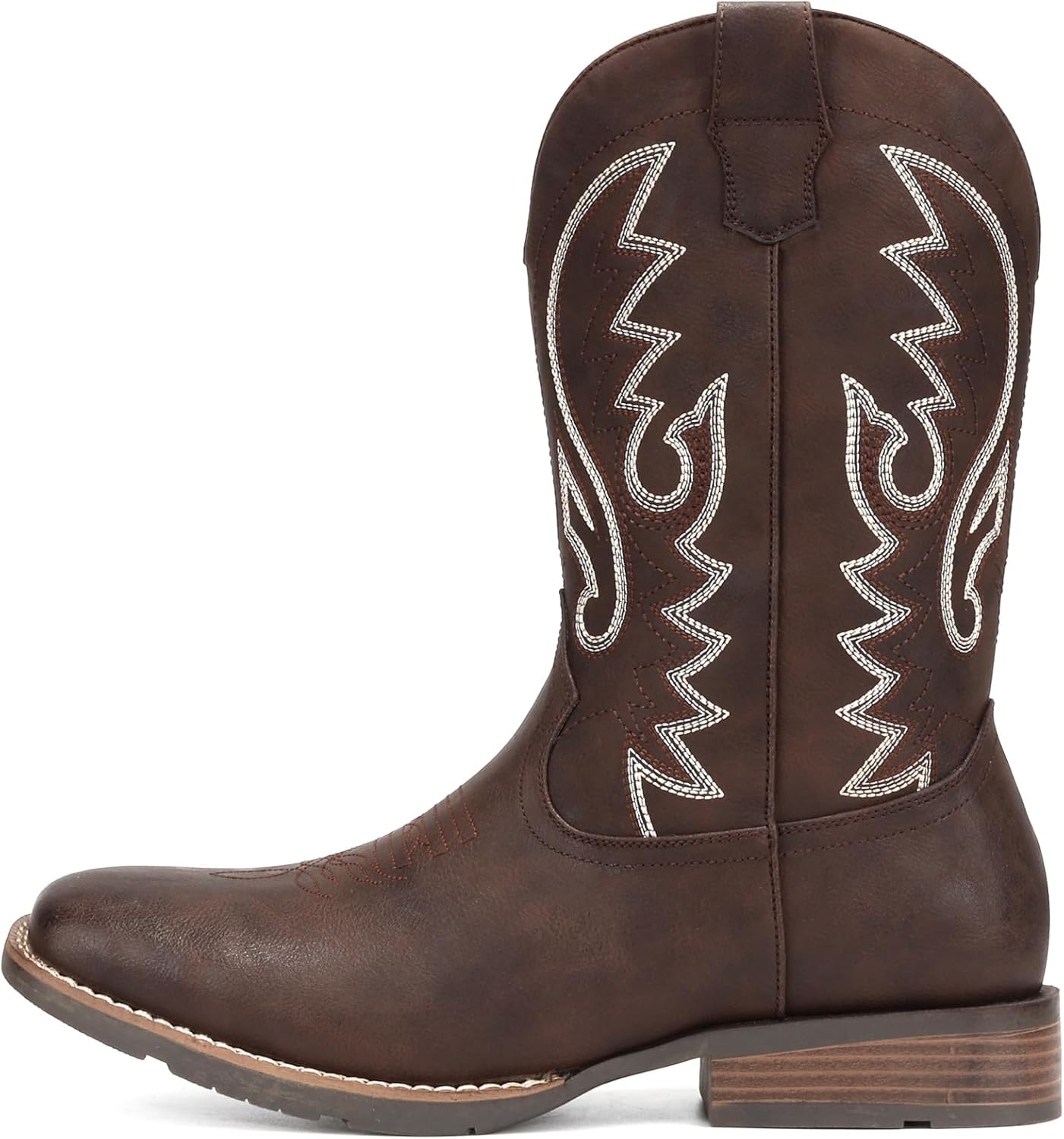 image:imageIUV Cowboy Boots For Men Suede Square Toe Western Boots Pull On Classic Embroidered BootKhaki