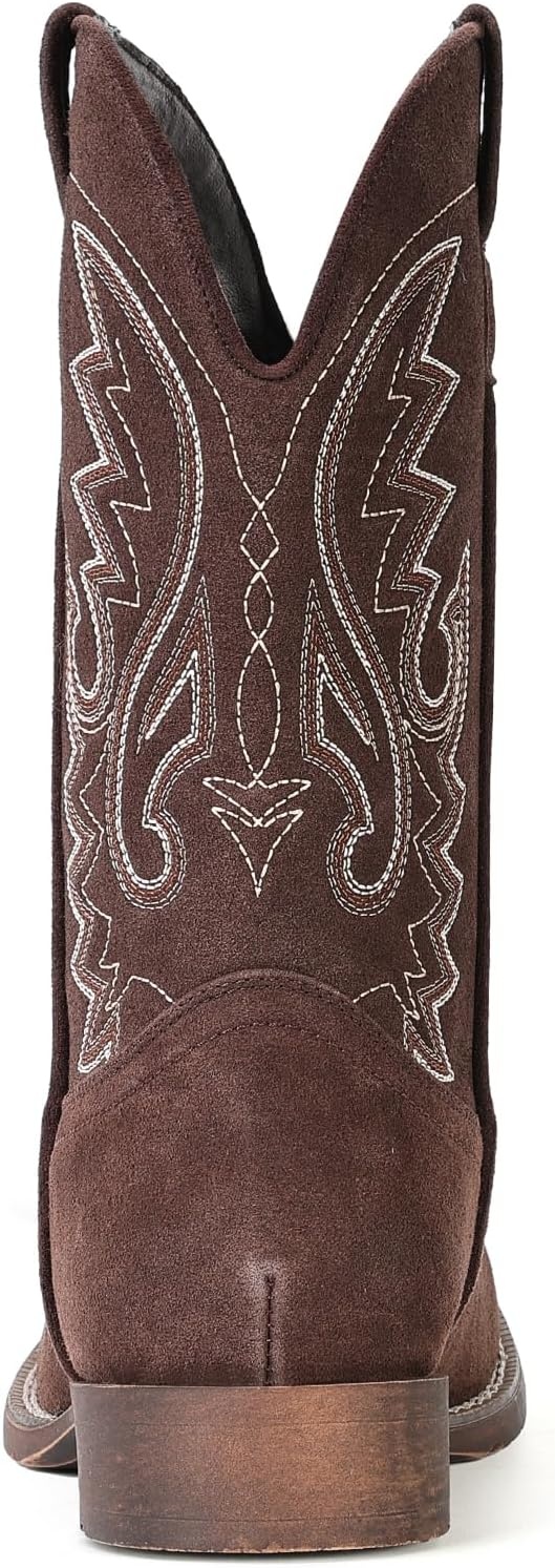 image:imageIUV Cowboy Boots For Men Suede Square Toe Western Boots Pull On Classic Embroidered BootSuede Coffee