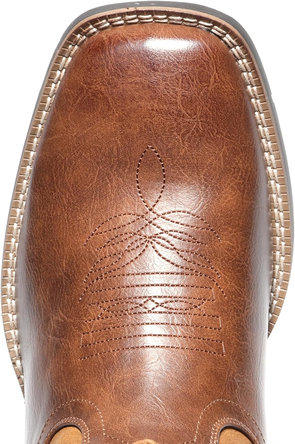 image:imageIUV Cowboy Boots For Men Suede Square Toe Western Boots Pull On Classic Embroidered BootYellow Brown