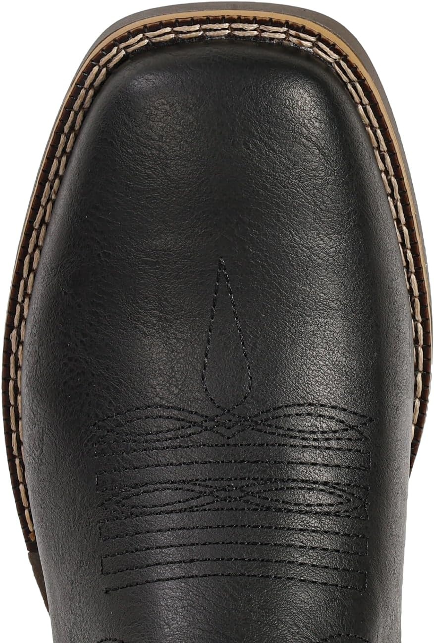 image:imageIUV Cowboy Boots For Men Wide Square ToeSlipResistant Western Boots with Embroidered Detail Easy PullOn DesignBlack