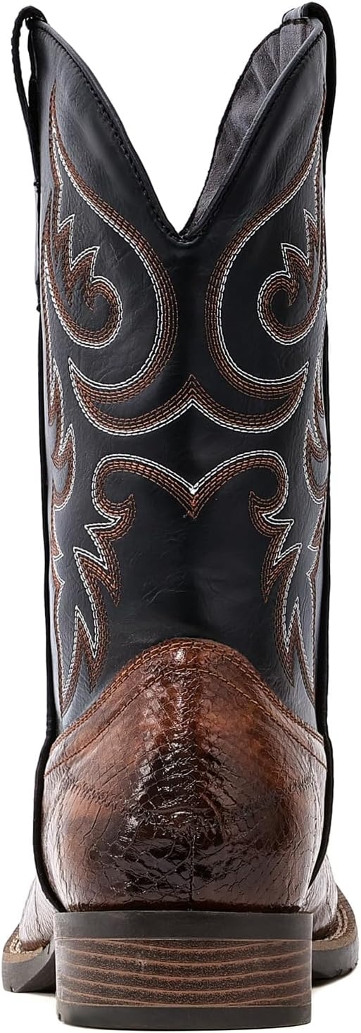image:imageIUV Cowboy Boots Men Square Toe Western Boots Durable Classic Embroidered boot Pull On Slip Resistant Boot
